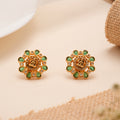 Elegant Emerald Lakshmi Circular Golden Stud