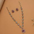 Modern Multi Stone Golden Necklace Set