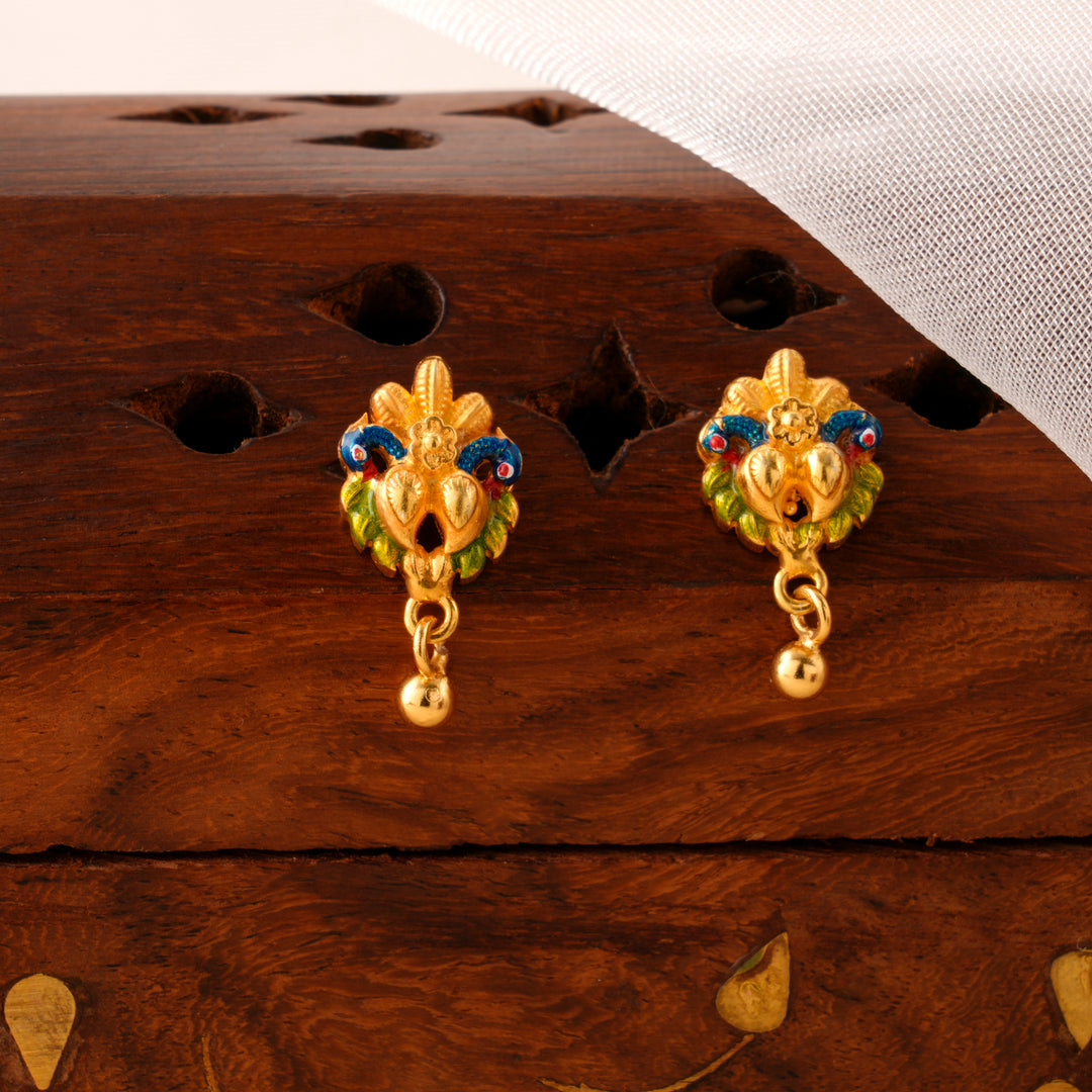 Designer Peacock Gold Plated Silver Earrings