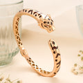 Geometric Panther Head Open Cuff Gold Kada