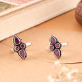 Antique Leaf Ruby Silver Toe Ring