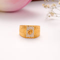 OM Pattern White Stone Golden Ring