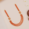 Coral Red Three-Layer White Stone Floral Haram