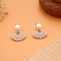 White Pearl Ear Jacket Silver Earrings