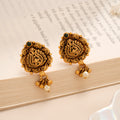 Peacock Pearl Drop Antique Golden Stud