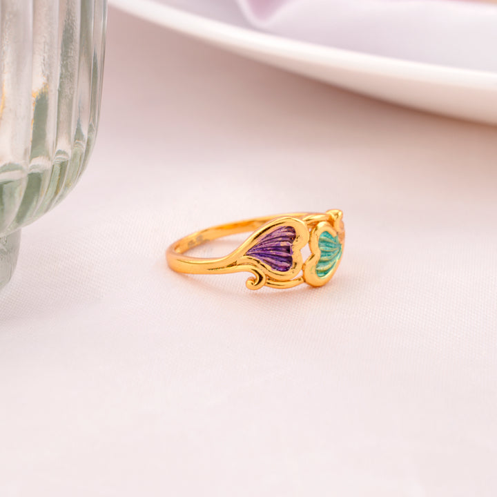 Dual Heart Gold-Plated Silver Ring