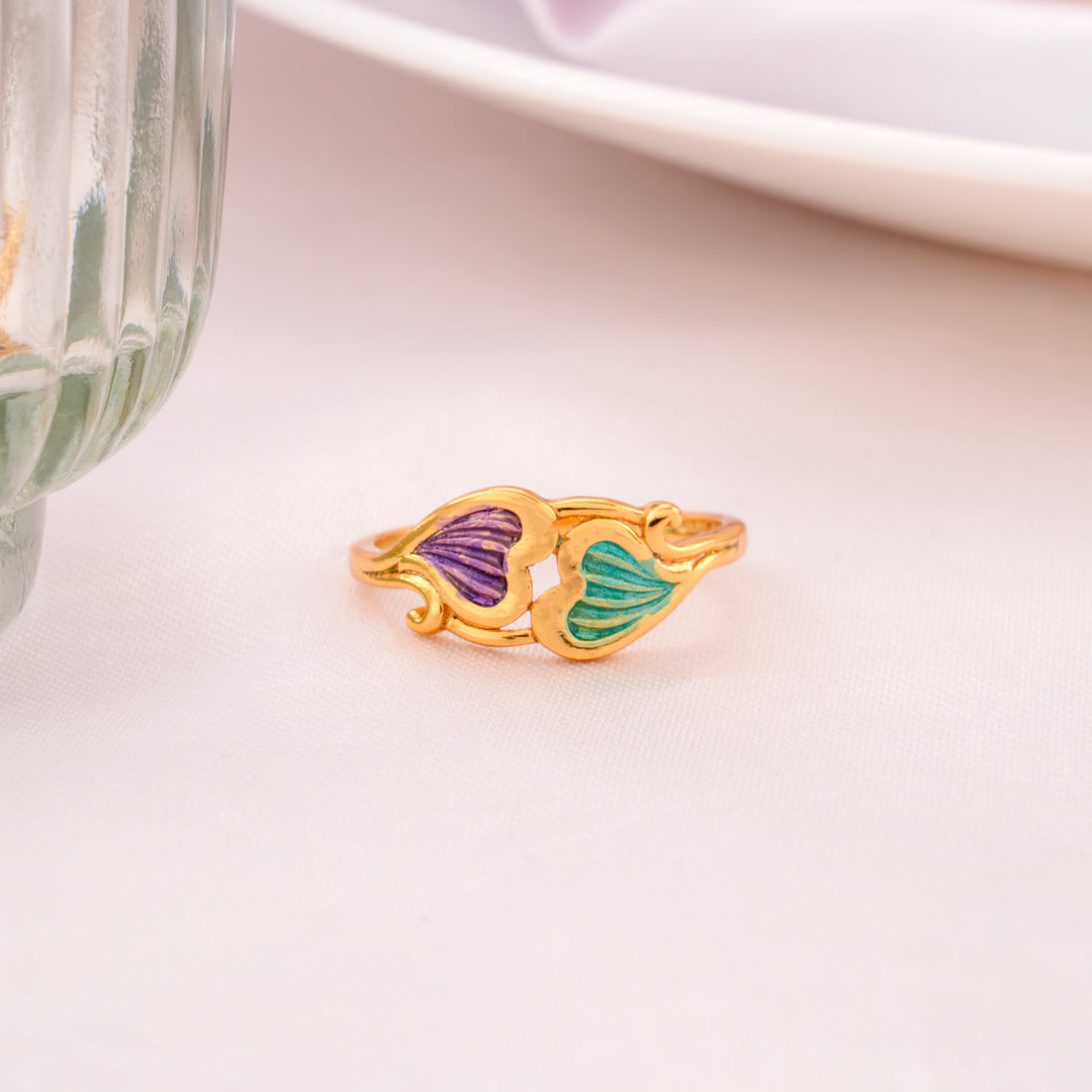Dual Heart Gold-Plated Silver Ring