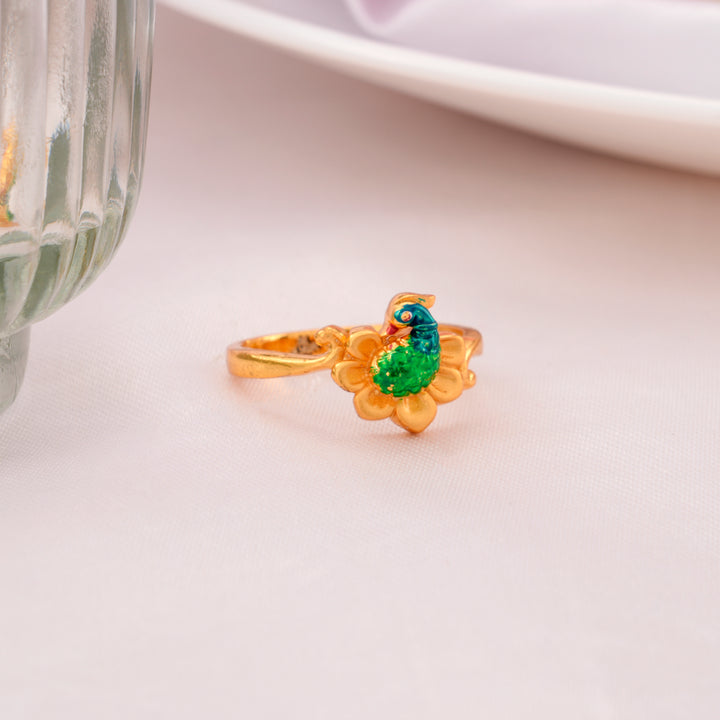 Royal Peacock Style Silver Golden Ring