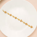 Regal Red Blossom Leaf Gold Bracelet for Women