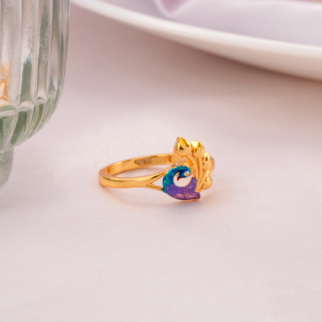 Classic Peacock Design Gold-Plated Ring