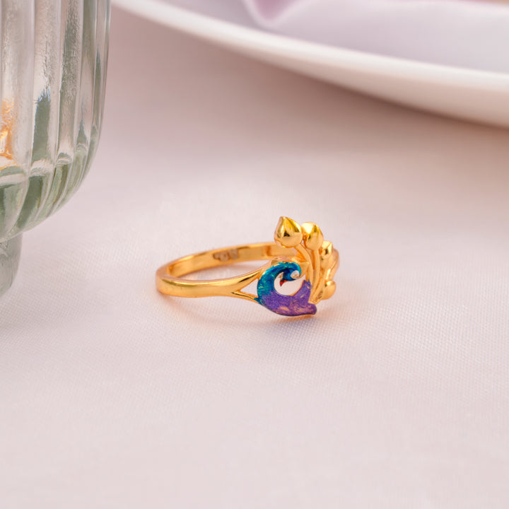 Classic Peacock Design Gold-Plated Ring