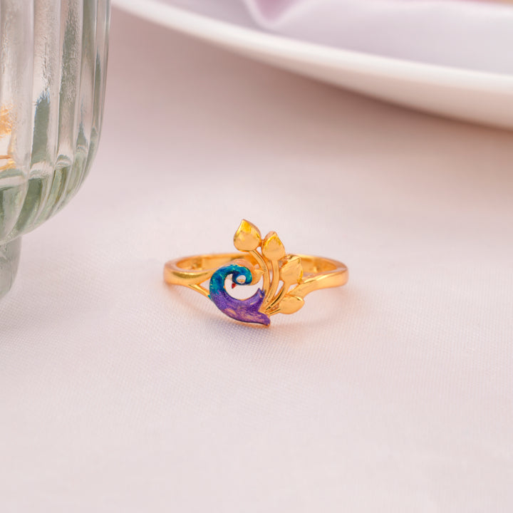 Classic Peacock Design Gold-Plated Ring