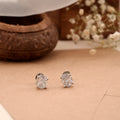 Oval Shape White Stone Silver Stud