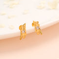Heart Accent Gold Stud Earrings