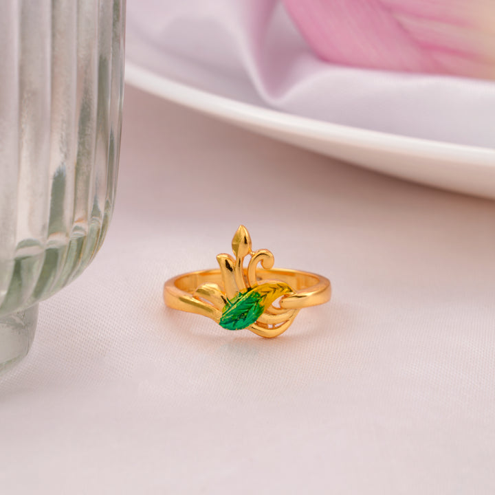 Leaf Shape Women's Golden Silver Ring