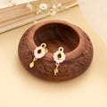 Pink Enamel Design Golden Stud