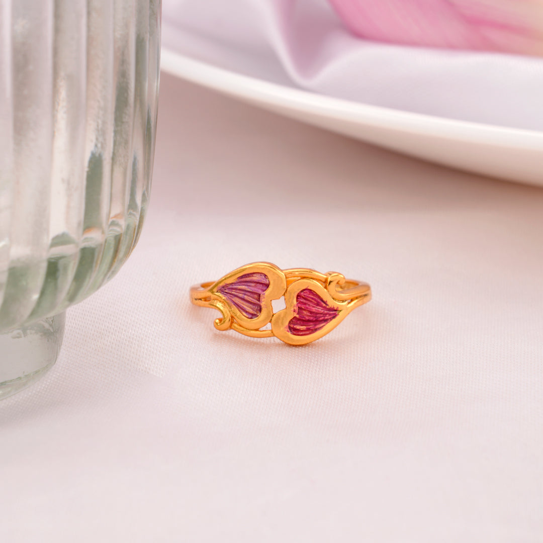 Royal Heart Pattern Golden Silver Ring