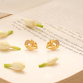 Pretty Petal Leaf Design Golden Stud