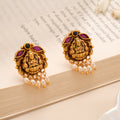 Silver Lakshmi Ruby Pearl Kundan Style Stud