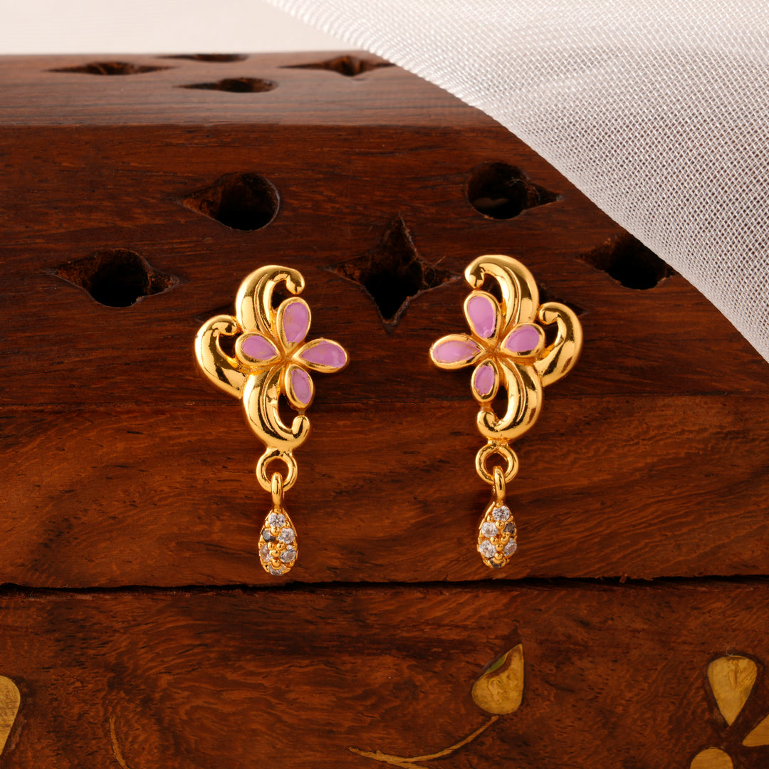 Floral Design Golden Earrings
