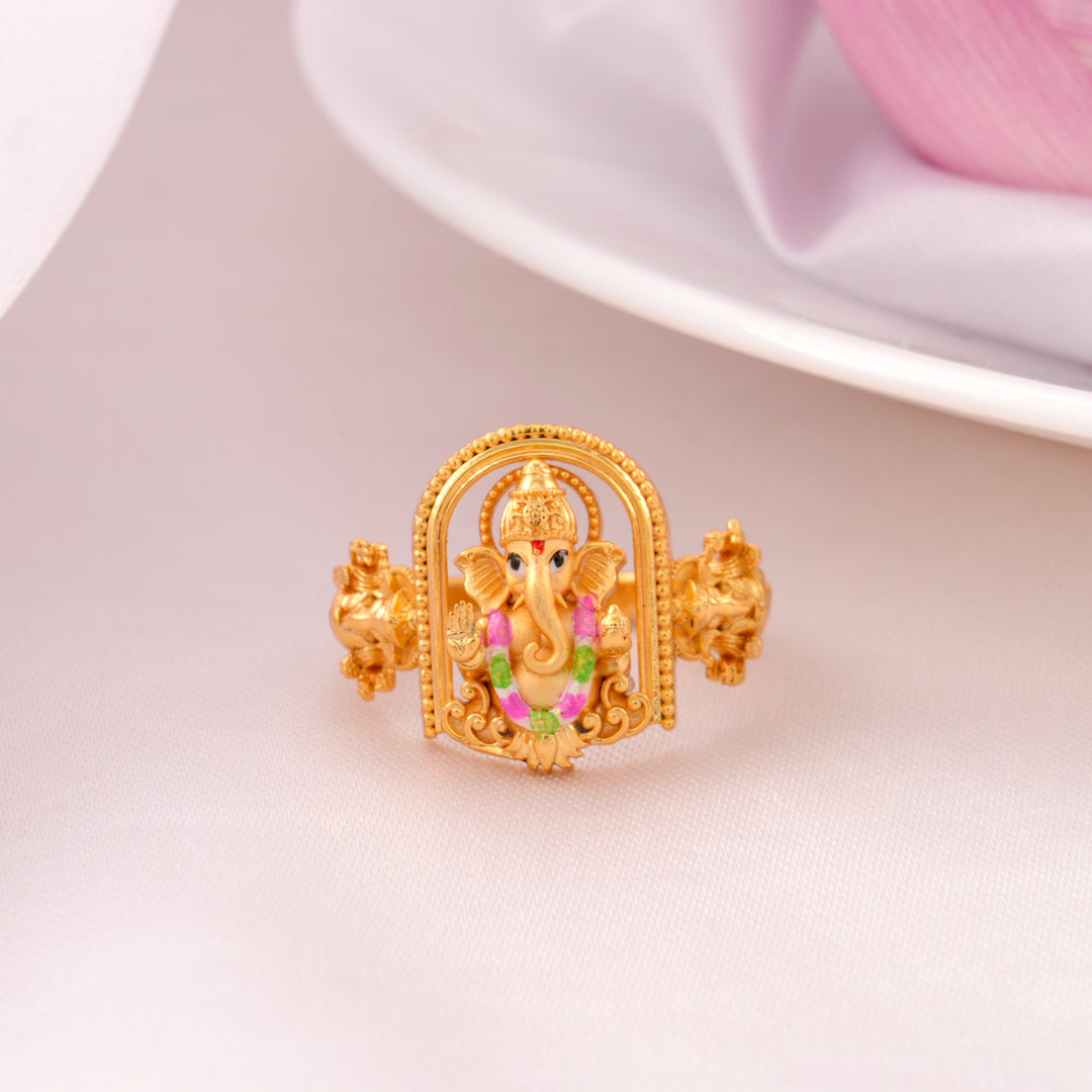 Traditional Gold Plated Ganesha Ring