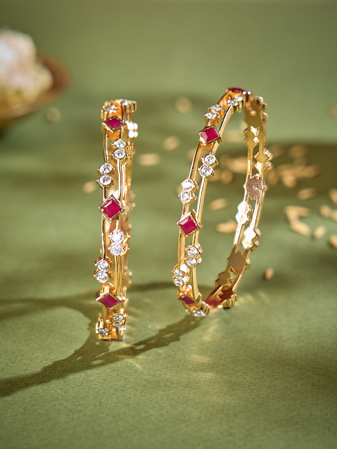 Ruby Flower Antique Bangle