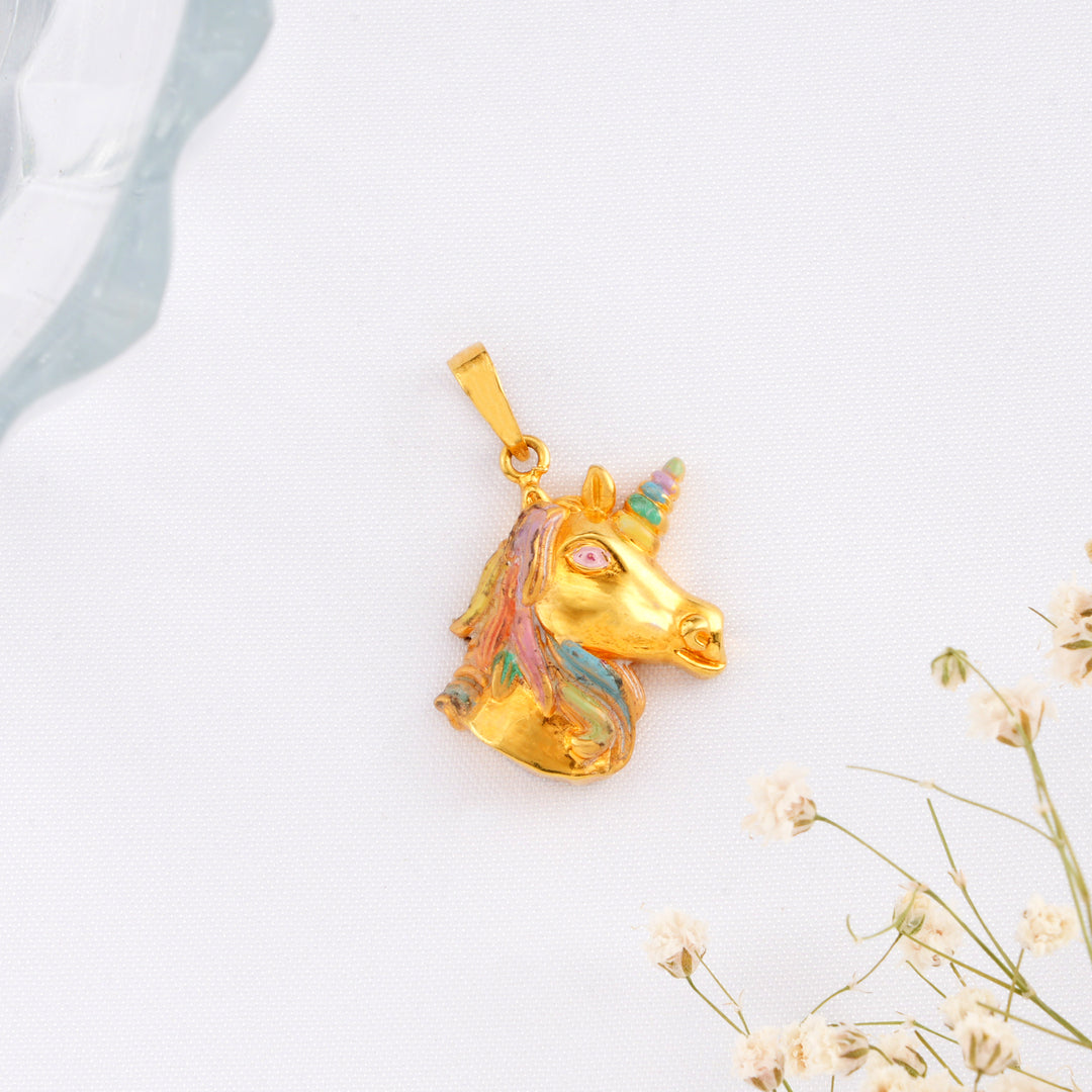 Unicorn Head Gold Pendant
