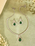 Crystal Drop Emerald Necklace Set