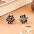 Floral Shape Ruby & Emerald Silver Metti