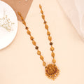 Beautiful Temple Lakshmi Pendant with Golden Beads