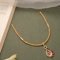 Radiant Ruby Infinity Pattern Golden Necklace
