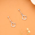 Minimal Clover Charm Silver Koppu Earrings