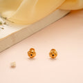 Minimalist Floral Stone Gold Stud