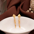 Luxury Textured Gold Long Drops Earrings
