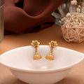 Floral Emerald Stone Gold Jumka