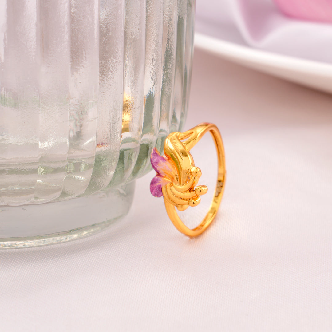 Lotus Design Silver Gold Plated Ring