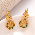 Floral Coin Drop Ram Darbar Golden Earrings