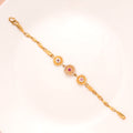 Regal Triple Blossom with Stones Gold Bracelet