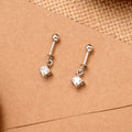 Square Shape White Stone Silver Koppu