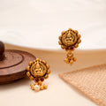 Goddess Lakshmi Golden and Pearl Drop Earring