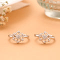 Floral Cluster Chevron Silver Toe Ring