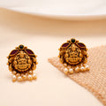 Antique Lakshmi Ruby Stone Pearl Drops Earring