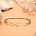 Classic Curl White Stone Silver Kada