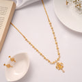 White Stone with Lakshmi Golden Necklace Set