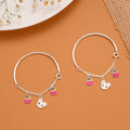 Pink Enamel Teddy Silver Baby Bangle