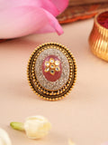 Traditional Antique Kundan Enamel Gold Ring