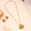 Blossom Lakshmi Pendant Floral Golden Necklace Set