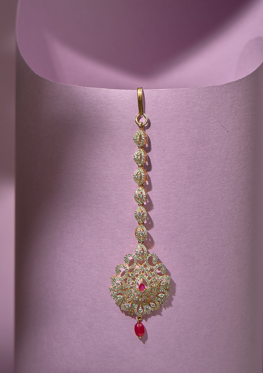 Ruby Studded Silver Tikka