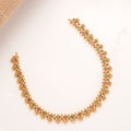 Traditional Flower Two Colour Stone Golden Necklace