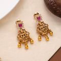 Halo Ruby Lakshmi Golden Drop Earring